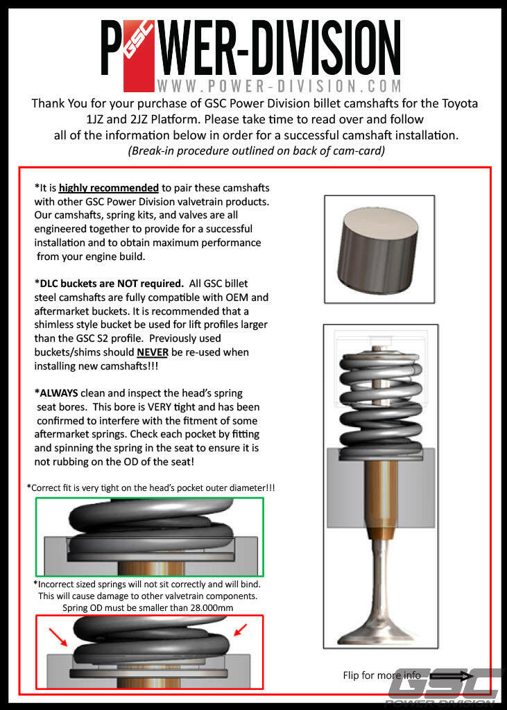 GSC Power-Division Billet VVTI 2JZ-GTE S1 Camshafts Motor Vehicle Engine Parts GSC POWER DIVISION   