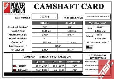 GSC Billet S3 Camshaft set for EJ207 JDM/EURO WRX & STi V7+.