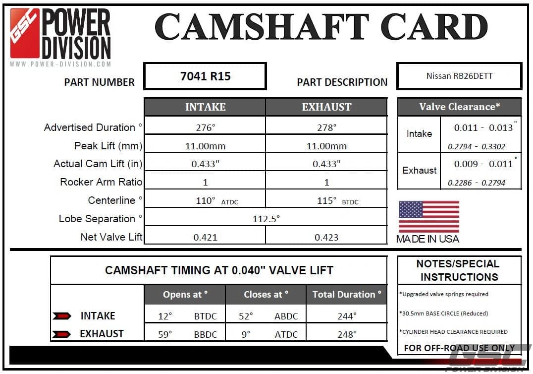 GSC Power Division Billet R1.5 camshaft set for Nissan RB26DETT Motor Vehicle Engine Parts GSC POWER DIVISION   