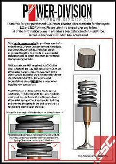 GSC Power-Division Billet 2JZ-GTE S1 Camshafts Motor Vehicle Engine Parts GSC POWER DIVISION