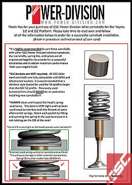 GSC Power-Division Billet 2JZ-GTE S3 Camshafts.