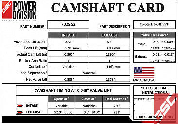 GSC Power-Division Billet 1JZ-GTE VVTi S2 Camshafts | GSC POWER