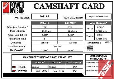 GSC Power-Division Billet VVTI 2JZ-GTE R2 Camshafts.